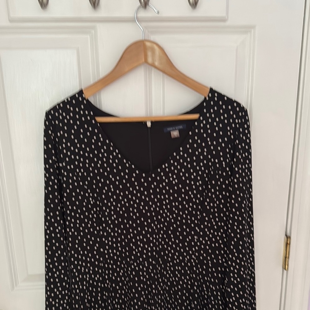 Tommy Hilfiger Black and White V-Neck Long Sleeve Dress